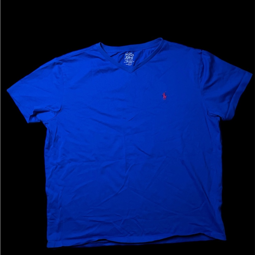 Ralph Lauren Polo V-Neck Short Sleeve T-Shirt Blue Large